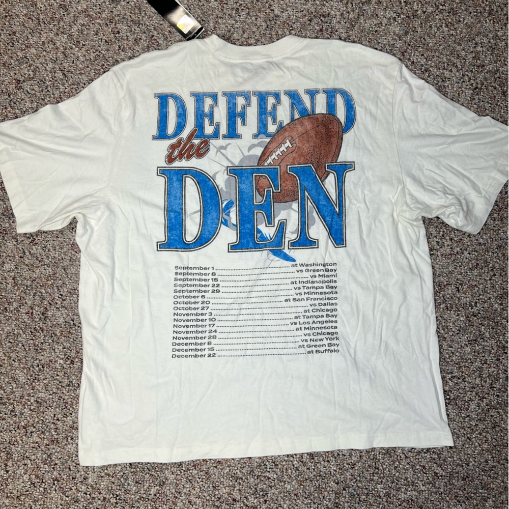 Abercrombie & Fitch Detroit Lions NFL White and Blue Game Tee Size XL NWT - Picture 4 of 6